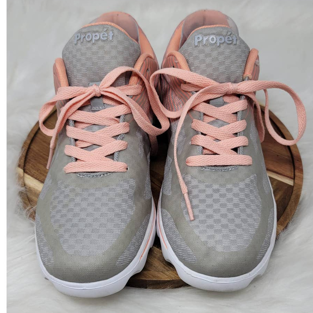 Propét Bailey Sneaker Gray PeachWalking Athletic Women's 9.5 W (D) Wide
